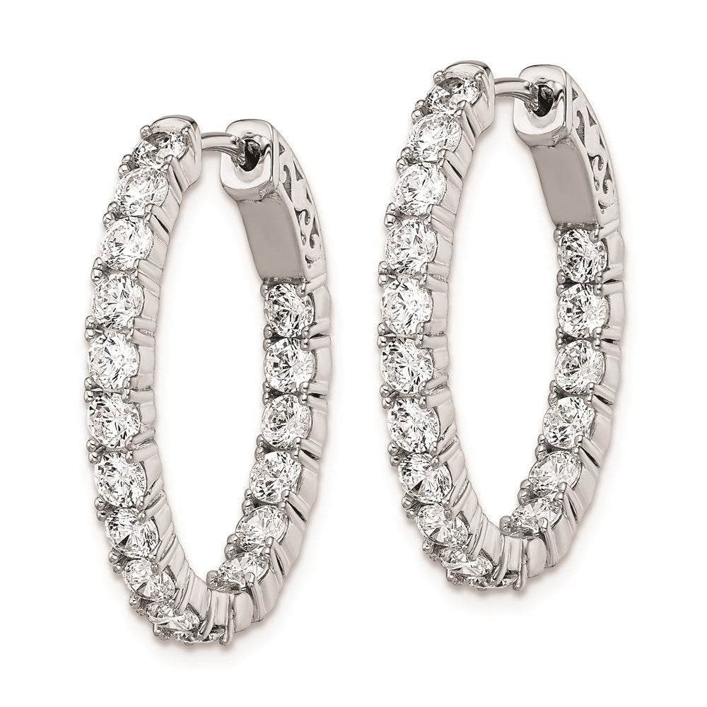 Sterling Silver 3mm CZ Oval Hinged Hoops