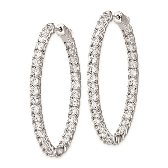 Sterling Silver 3mm CZ Oval Hinged Hoops