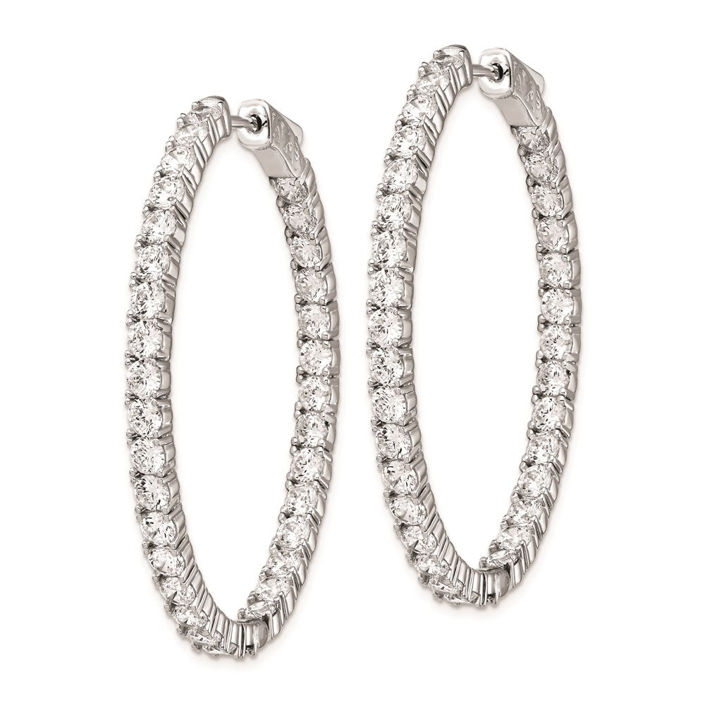 Sterling Silver 3mm CZ Oval Hinged Hoops