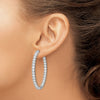 Sterling Silver 3mm CZ Oval Hinged Hoops