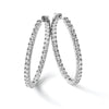 Sterling Shimmer Sterling Silver Rhodium-plated 66 Stone 3.0mm CZ In and Out Oval Hinged Hoop Earrings