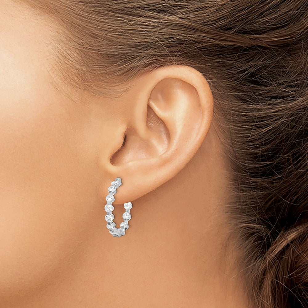Sterling Silver 3.5mm CZ Hinged Hoops