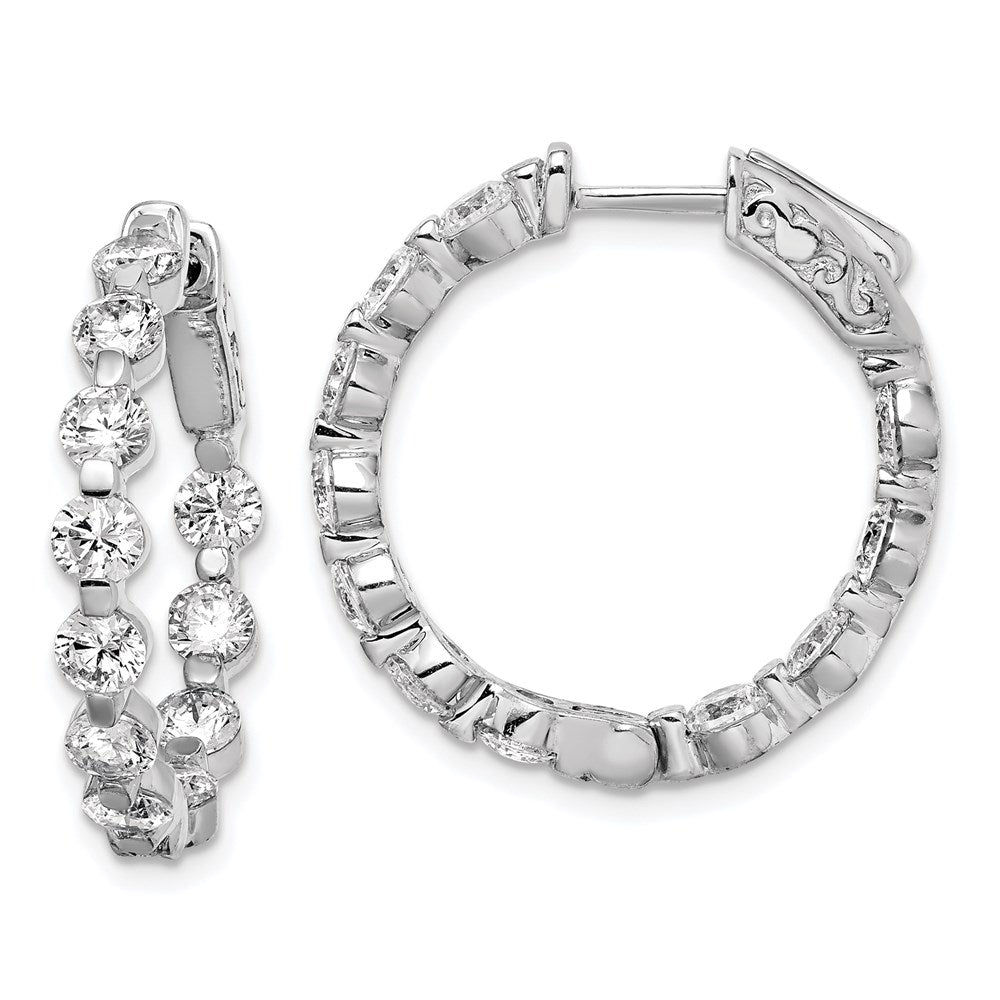 Sterling Silver 3.5mm CZ Hinged Hoops