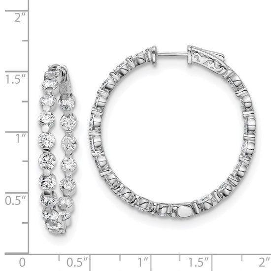 Sterling Silver 3.5mm CZ Hinged Hoops