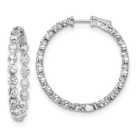 Sterling Silver 3.5mm CZ Hinged Hoops