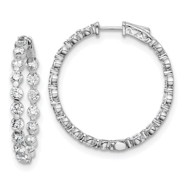 Sterling Silver 3.5mm CZ Hinged Hoops