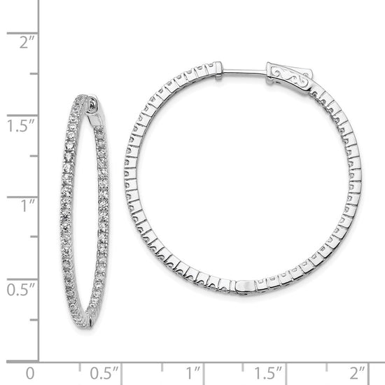 Sterling Silver CZ 1.6mm Hinged Hoops