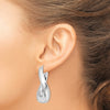 Sterling Silver RH-plated Polished Twisted Hollow Oval Hoop Earrings