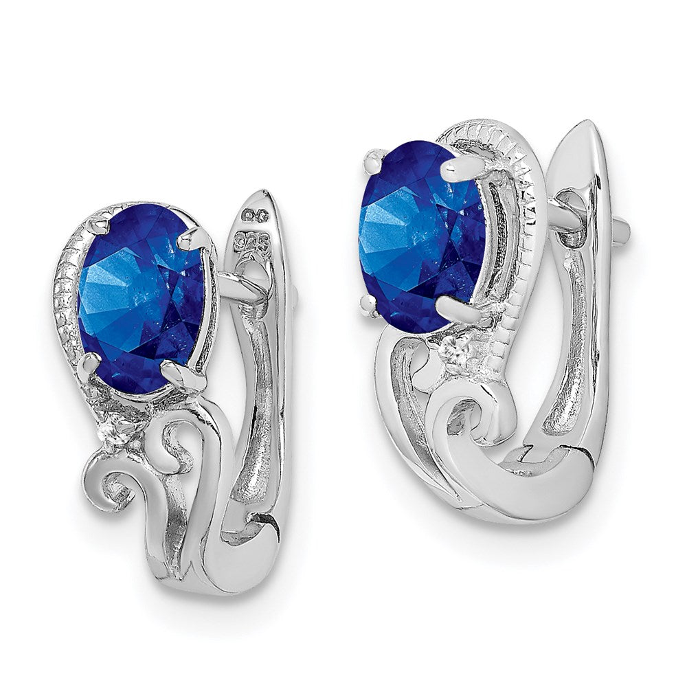 Sterling Silver Diamond and Gemstone Hinged Earring