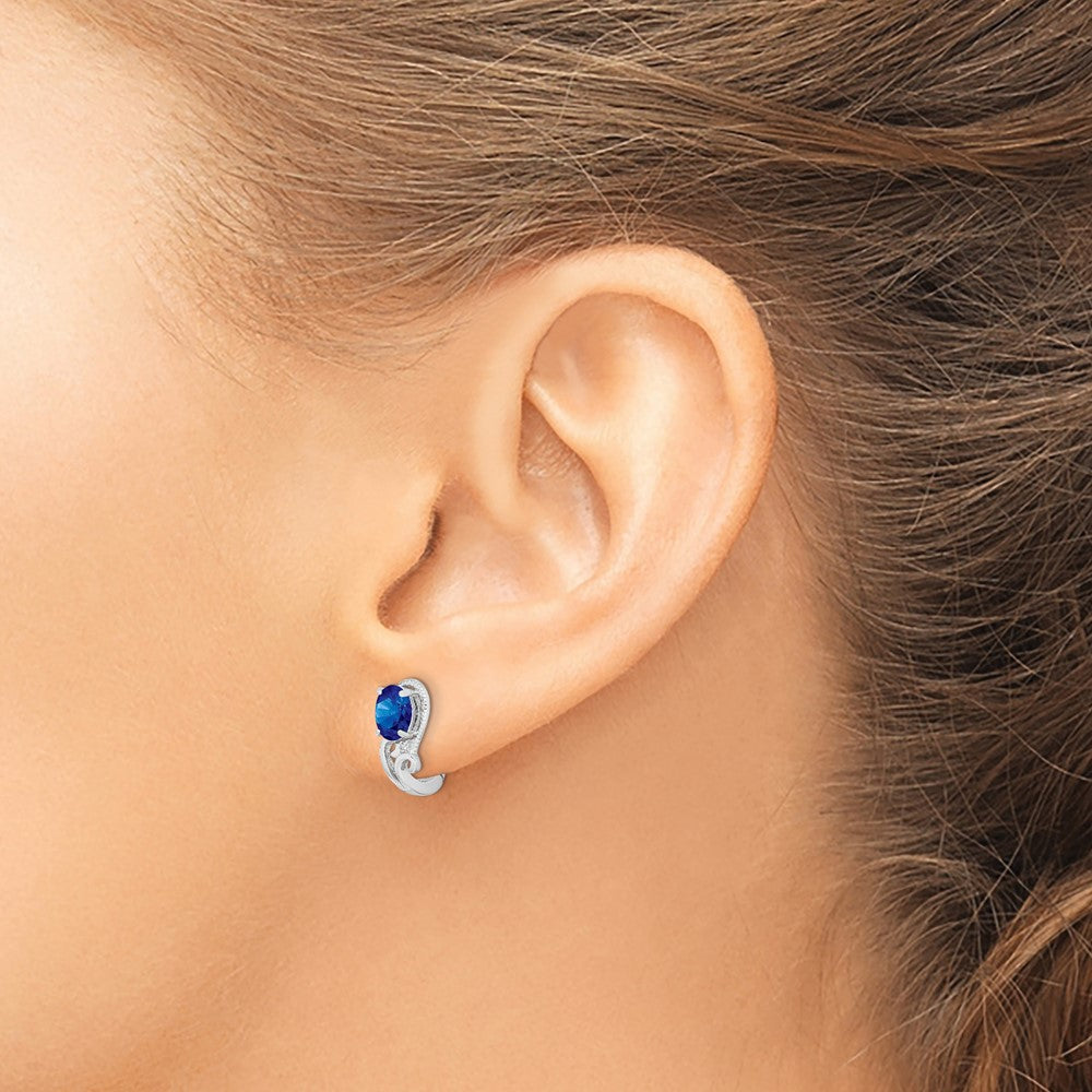 Sterling Silver Diamond and Gemstone Hinged Earring