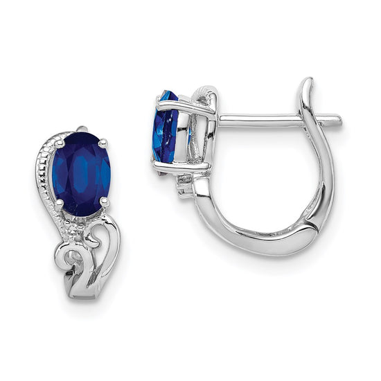 Sterling Silver Diamond and Gemstone Hinged Earring
