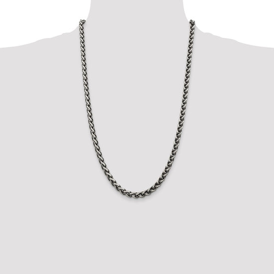 Sterling Silver Antiqued 6mm Round Spiga Chain