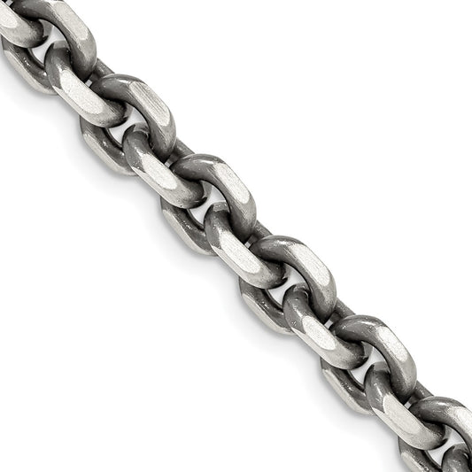 Sterling Silver Antiqued Diamond-Cut Elongated Open Link Chain