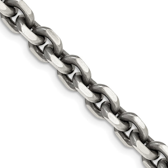 Sterling Silver Antiqued Diamond-Cut Elongated Open Link Chain