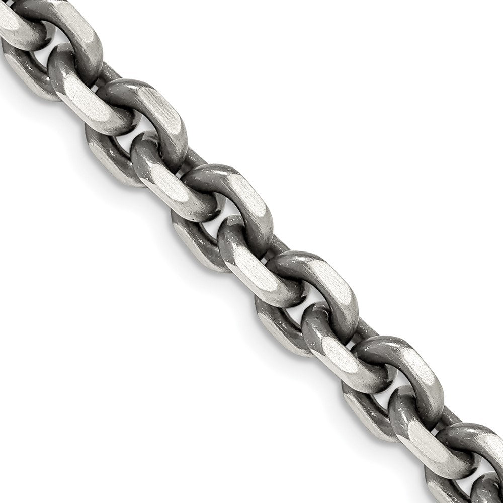 Sterling Silver Antiqued Diamond-Cut Elongated Open Link Chain
