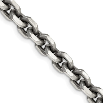 Sterling Silver Antiqued Diamond-Cut Elongated Open Link Chain