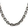 Sterling Silver Antiqued Diamond-Cut Elongated Open Link Chain