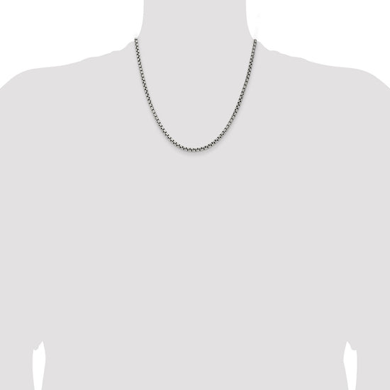 Sterling Silver Antiqued 3.6mm Round Box Chain