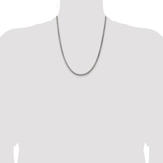 Sterling Silver Antiqued 3.6mm Round Box Chain