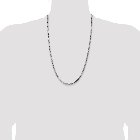 Sterling Silver Antiqued 3.6mm Round Box Chain