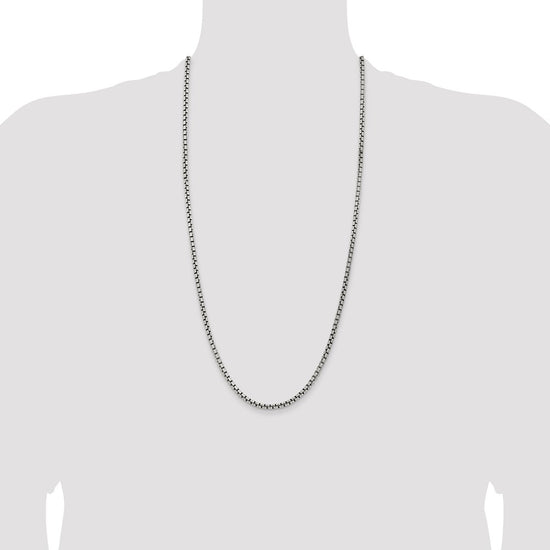 Sterling Silver Antiqued 3.6mm Round Box Chain