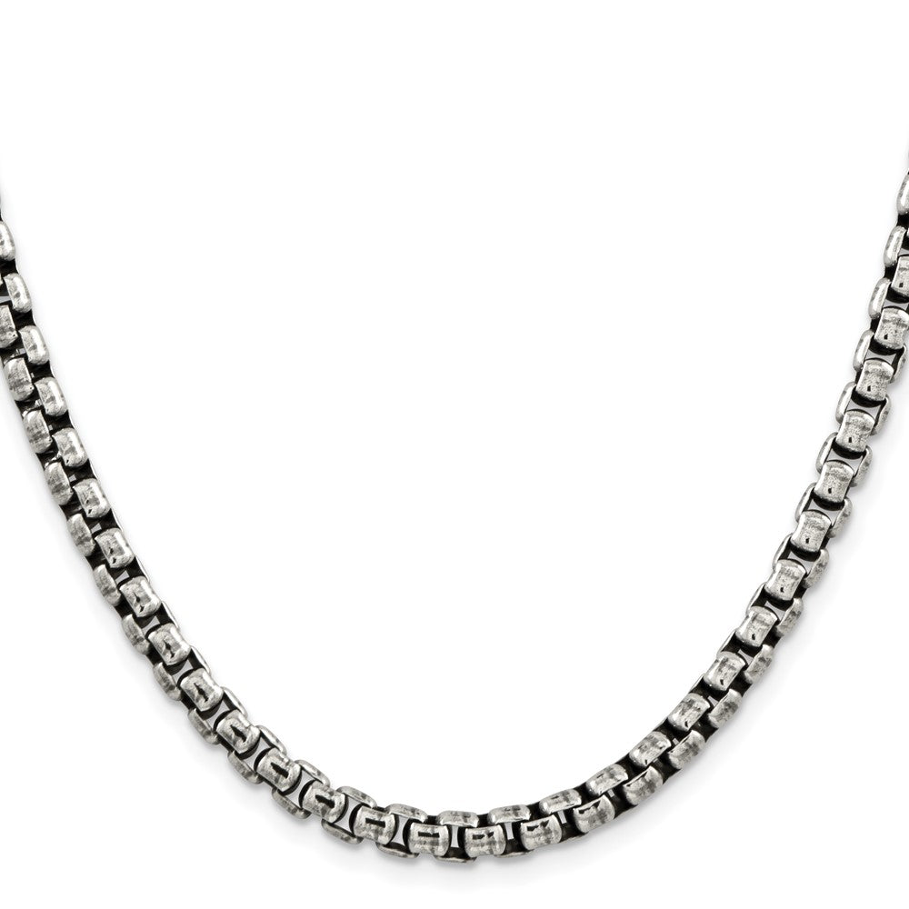 Sterling Silver Antiqued 5.2mm Round Box Chain