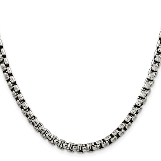 Sterling Silver Antiqued 5.2mm Round Box Chain