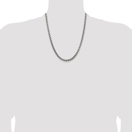 Sterling Silver Antiqued 5.2mm Round Box Chain