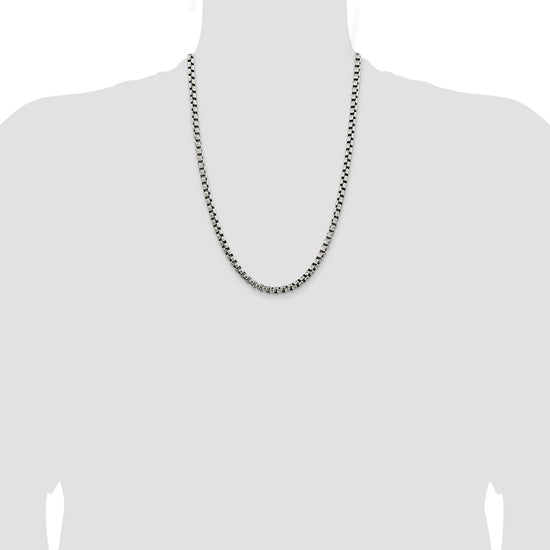 Sterling Silver Antiqued 5.2mm Round Box Chain