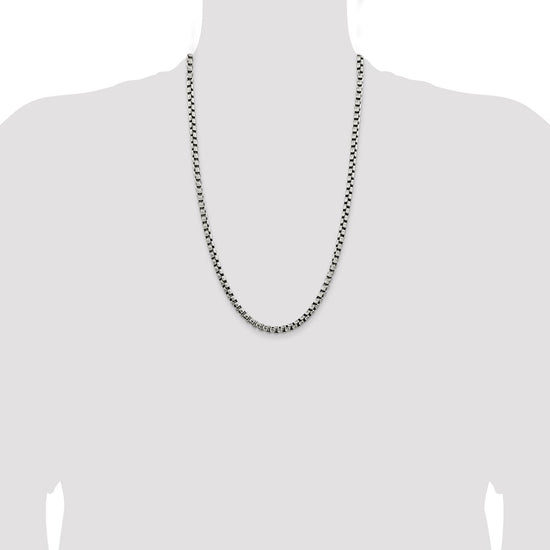Sterling Silver Antiqued 5.2mm Round Box Chain