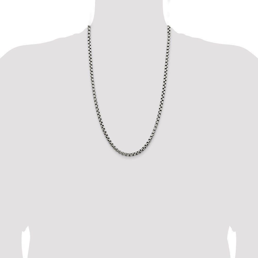 Sterling Silver Antiqued 5.2mm Round Box Chain