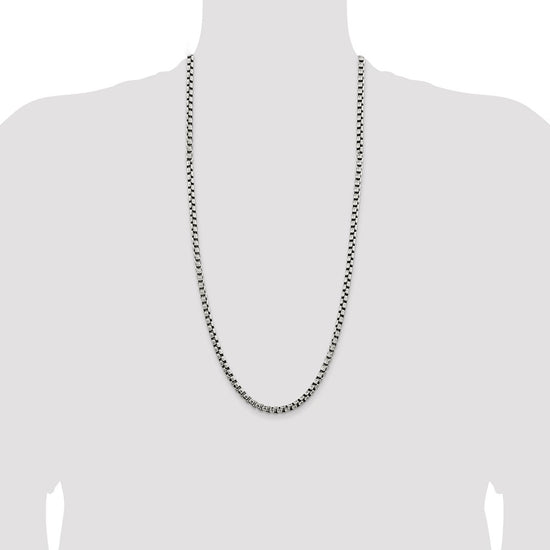 Sterling Silver Antiqued 5.2mm Round Box Chain