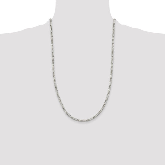 Sterling Silver Rhodium-plated 3.5mm Figaro Chain