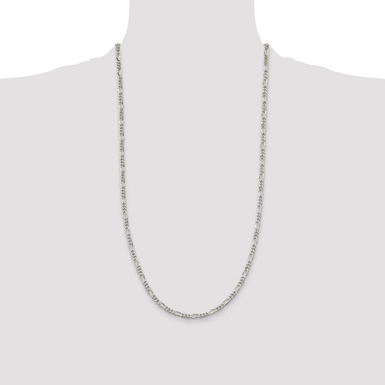 Sterling Silver Rhodium-plated 3.5mm Figaro Chain