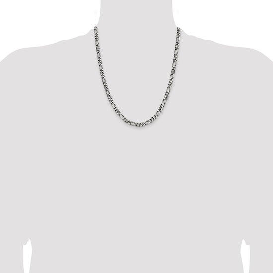 Sterling Silver Antiqued 5.5mm Figaro Chain