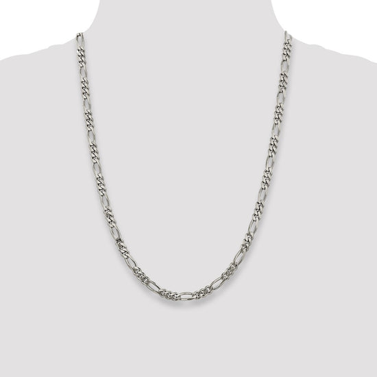 Sterling Silver Rhodium-plated 5.25mm Figaro Chain