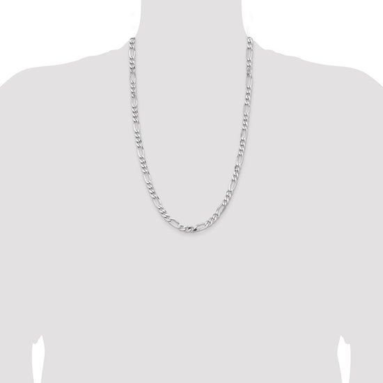 Sterling Silver Rhodium-plated 6.5mm Figaro Chain