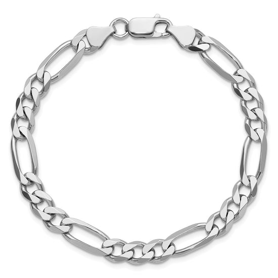 Sterling Silver Rhodium-plated 6.5mm Figaro Chain