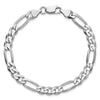 Sterling Silver Rhodium-plated 6.5mm Figaro Chain