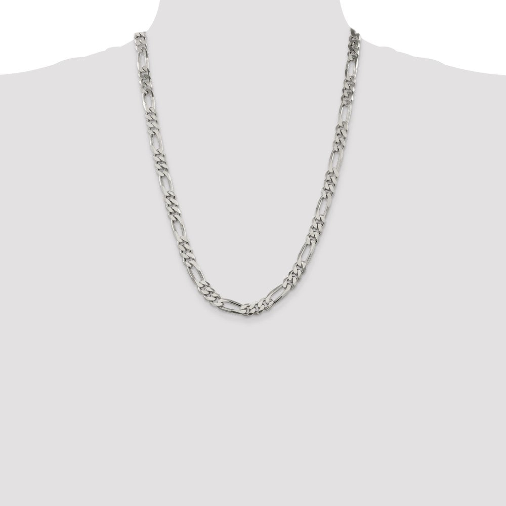 Sterling Silver Figaro Chain — 8 mm