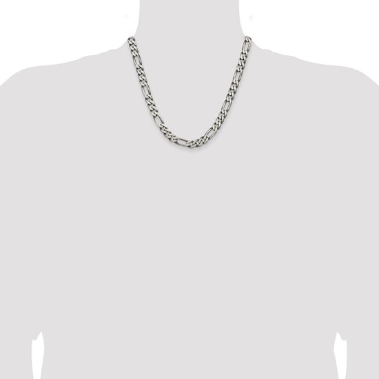 Sterling Silver Figaro Chain — 7.75 mm