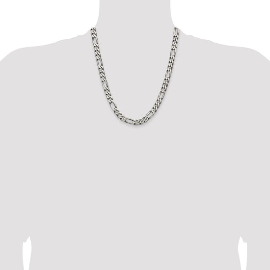 Sterling Silver Figaro Chain — 7.75 mm