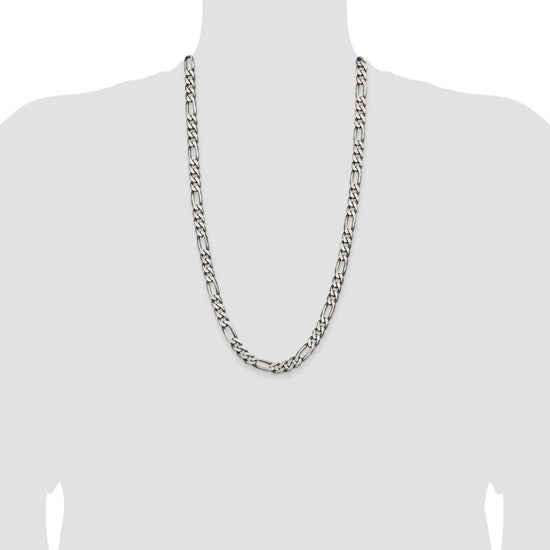 Sterling Silver Figaro Chain — 7.75 mm