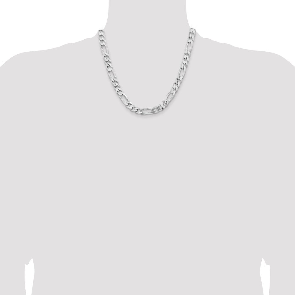 Sterling Silver Rhodium-plated 9mm Figaro Chain