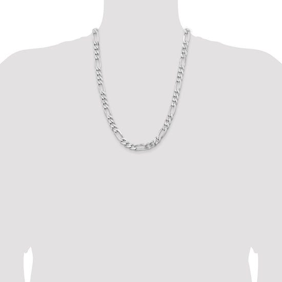 Sterling Silver Rhodium-plated 9mm Figaro Chain