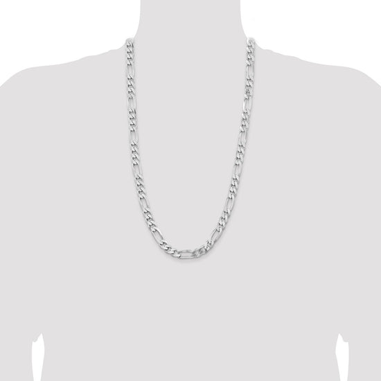 Sterling Silver Rhodium-plated 9mm Figaro Chain