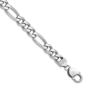 Sterling Silver Rhodium-plated 9mm Figaro Chain