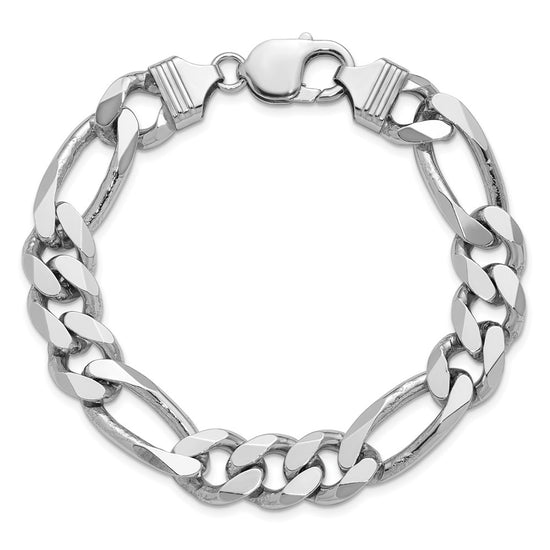 Sterling Silver Rhodium-plated 10.75mm Figaro Chain