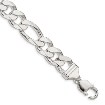 Sterling Silver Figaro Chain — 13.5 mm