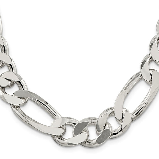Sterling Silver Figaro Chain — 15 mm